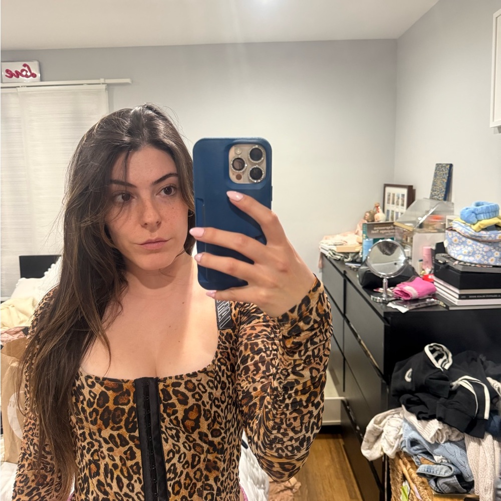 I.AM.GIA Leopard Print Tank Top with Black Zipper